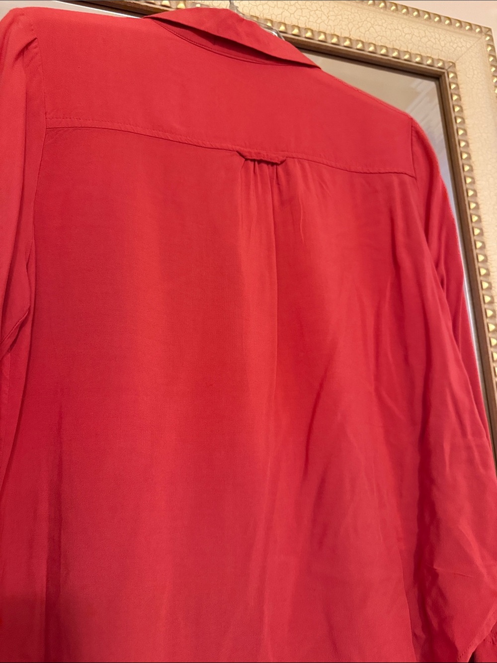 Classic Red Button-Front Collared Shirt - Picture 2 of 8